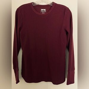 Orvis Women’s Burgundy Pullover Top Long Sleeve, Waffle Pattern; Size S